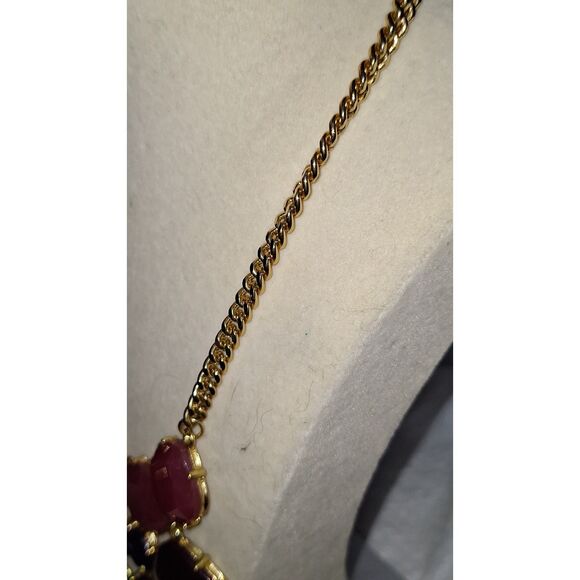 A Women's Bib Choker Necklace Pink & Purple Cabochons Elegant Cocktail Party - Picture 5 of 12